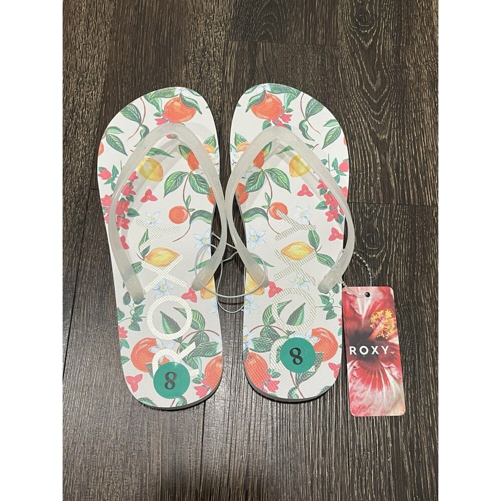 Roxy Flip Flop Sandals White Red Yellow Women's US 8 NWT